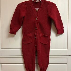 H&M Red Knit Kids Footie One Piece